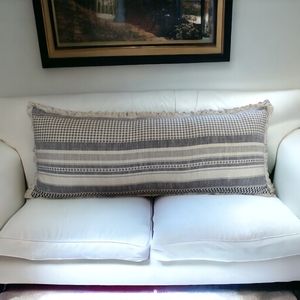 Long cotton textured lumbar decorative pillow